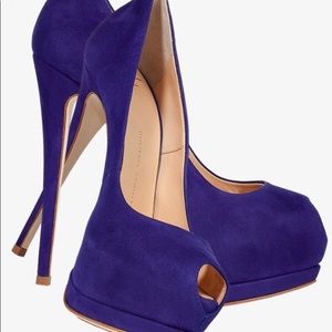 Giuseppe Zanotti Blue Suede Platform Pumps Size 38.5